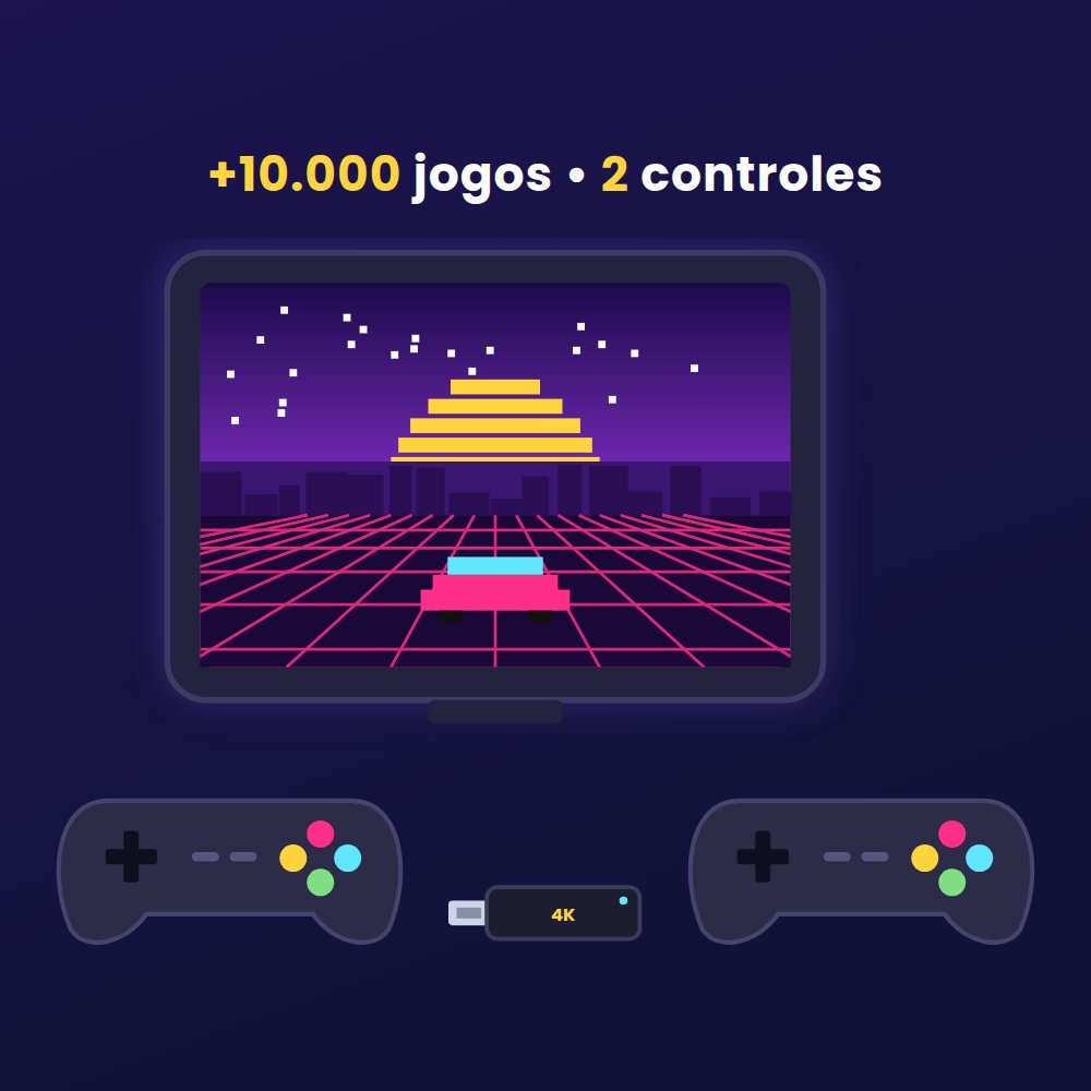 Game Stick 4K RetroRaiz com 2 controles sem fio